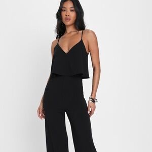 Lulus Make It A Date Black Sleeveless Wide-leg Jumpsuit - Size L
